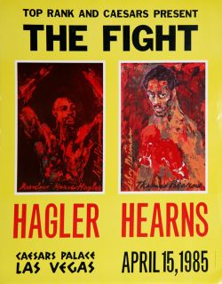 Marvin Hagler vs Thomas Hearns Leroy Neiman Poster 31 x 25 Great