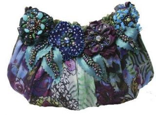 MARY FRANCES Flora Mini Blue Purple Flower Bag PURSE Handbag NEW Fall