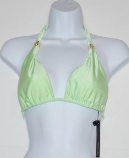 New Vix Paula Hermanny Swimsuit Bikini Halter Lime Green Top Size M