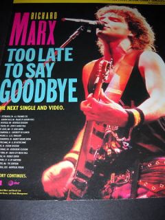 Richard Marx Jan Feb 1990 Tour Dates Promo Poster Ad