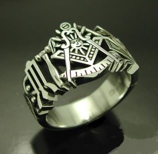 Past Master Sterling Silver Masonic Ring Mason Free Mason Style 001