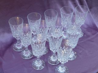 France Stamped Cut Crystal Massena Wine Glasses 9 Available
