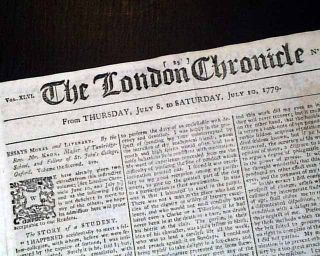 1779 Revolutionary War London England Newspaper LETTER FROM A LOYALIST