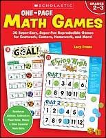 One Page Math Games GR 2 3 Scholastic New 0545314755