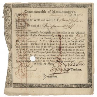 Early Commonwealth of Massachusetts Bond