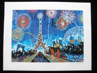 Pierre H Matisse Print Celebration of Paris Signed