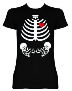 Baby Skeleton Twins Costume Halloween Maternity T Shirt