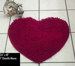 Chenille Red Heart Luxury Indoor Rug Bathroom Bath Mat