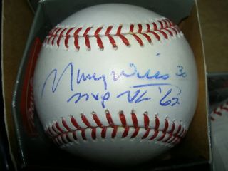 Maury Wills Auto Signed MLB Baseball MVP 62 Smeared