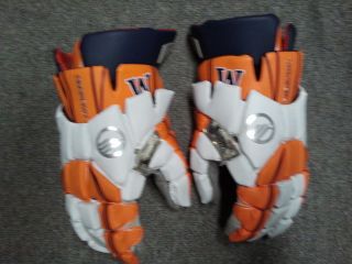 Custom Maverik Maybach 13 Orange White Navy Lacrosse Gloves