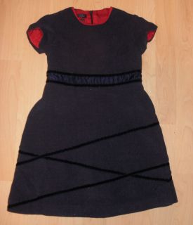 Girls Dress Tommy Hilfiger Lined Velveteen Gray w Red Black Accents