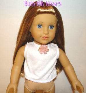 Doll Clothes Fit American Girl White Sleeveless T Shirt Silk Carnation