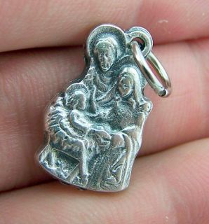 Nativity Scene Mary Joseph Baby Jesus Silver P Medal Pendant Italy