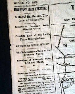 Maysville AR Arkansas Civil War Map 1862 Old Newspaper