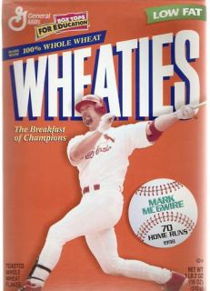 1998 Mark McGwire 70 Home Runs Wheaties Cereal Box
