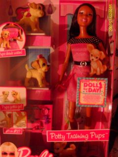 Barbie and her puppies do potty training new African American barbie