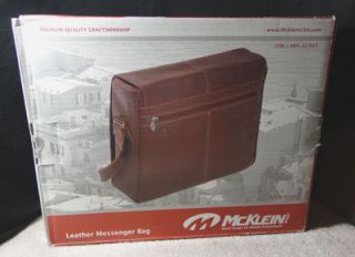 McKlein USA Leather Laptop Messenger Bag Cognac New in Box