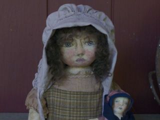 Primitive Folk Art OOAK Cloth Dolls Maudie and Pansy