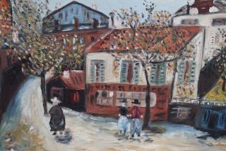 Oil Painting of A French Townscape by Maurice Utrillo Important