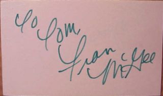 Fran McGee Actress Goodfellas Autographed One 3x5 inch Card BTG15734