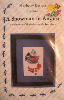 Mayberry Designs A Snowman in August Cross Stitch Pattern NIP Free