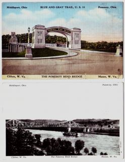 Pomeroy Ohio Postcards Meigs County Bridge Ohio River