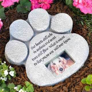 Paw Print Pet Memorial Stone Dog Cat Garden Photo Grave