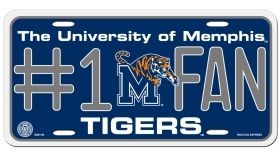 Memphis Tigers NCAA #1 Fan Aluminum Metal License Plate 6x12 Tag Car