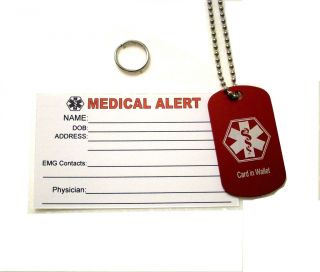 Medical Alert Dog Tag ID Wallet Card Medic Bundle Kit