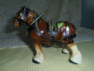 Melba Ware Clydesdale Horse Porcelain Figurine in Harness Made in