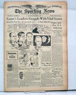 Dec 2 1943 Sporting News Paul Derringer Mel Ott ODoul
