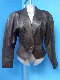 Danier  FITTED Vtg 80s Brown LEATHER Women Coat Jacket SZ M