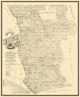 Mendocino County California CA Map 1890 Motp