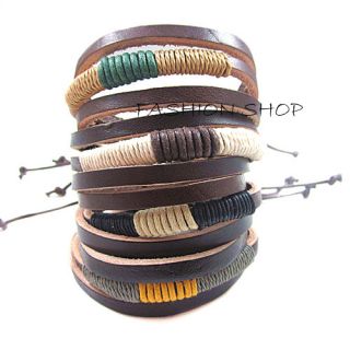 Mens Women Unisex New Fashion Cool Rope Weaving Charm Genuine Leather