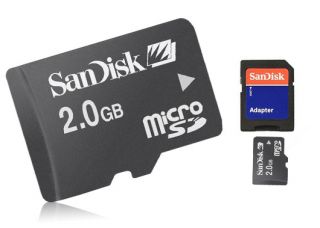SanDisk 2GB MicroSD Flash Memory Card w SD Card Adapter Jewel Case