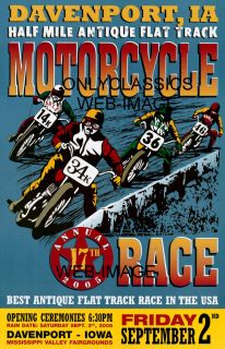 Racing Color Poster Old Harley Davidson Indian Merkel Cycles