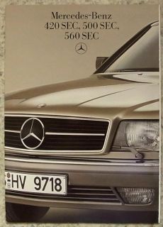 Mercedes Benz 420 500 560 Sec Car Sales Brochure Jan 1986 MKP6701