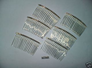 Pack of 6 Silver Metal Hair Combs Side Combs Bridal