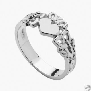 Sterling Silver Mens Trinity Knot Claddagh Ring 10 2mm