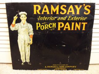 OLD Vintage PAINT Sign HOUSE RAMSAYS METAL Painter Carpenter Handy Man