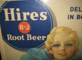 Large Hires Root Beer Sign Deco Woman Nice Condition