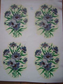  Meyercord Decals Blue Dianthus Flower Bouquet Furniture Mirrors 24pc