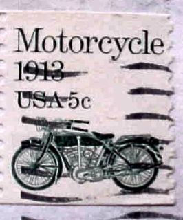 Cancelled 5 Cent US Postage Stamp Motorcycle 1913 22