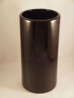 Tall Jet Black Glass Vase Unknown Maker
