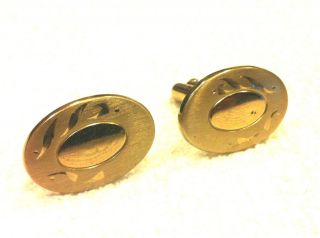 Mens Cufflinks Gold Tone Oval Shaped Preowned