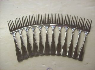 Set of 12 New Reed and Baton Stainless Steel Forks