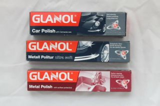 Glanol 3 Wenol Metal Polish Car Carnauba Ultra Soft