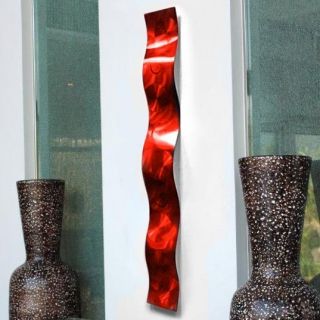Modern Metal Abstract Wall Red Wave Art Sculpture Decor by Jon Allen
