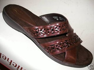 Michel Womens Brown Leather Shoes Sandals 6 5 M New