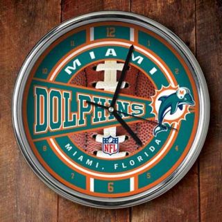 Miami Dolphins 12 Chrome Clock